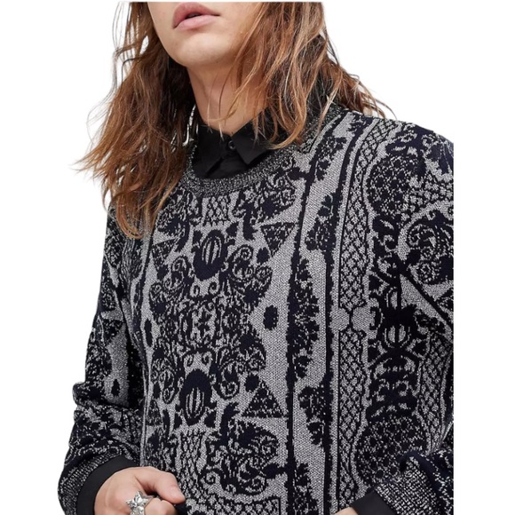 ASOS knitted Metallic yarn Sweater in Navy and Silver metallic sz Xs Mens - Picture 4 of 10